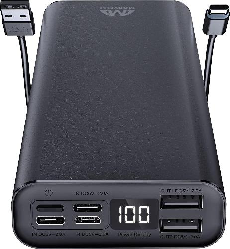 Morvelli PowerGen 20000mAh Portable Charger – High-Speed Power Bank with 3-in-1 Charging Cable