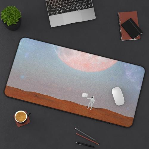 Astronaut Landing on Planet X Desk Mat – High-Quality Mouse Pad with Space Theme Design