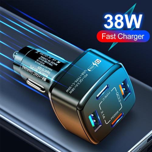 PBG 4-Port Car Charger - Dual USB and PD Ports for Fast Charging