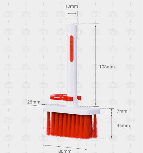 5-in-1 Computer Cleaning Kit – Multi-Purpose Dusting Brush with Nylon Bristles, Flocking Sponge, High-Density Brush, Metal Pen Tip, and Keycap Puller