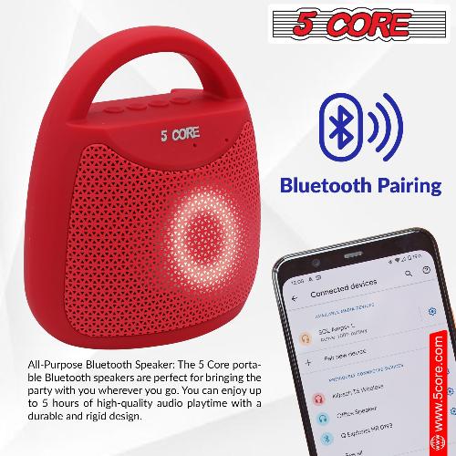 Bluetooth Outdoor Waterproof Boombox with Deep Bass, 5W Speaker, and LED Lights