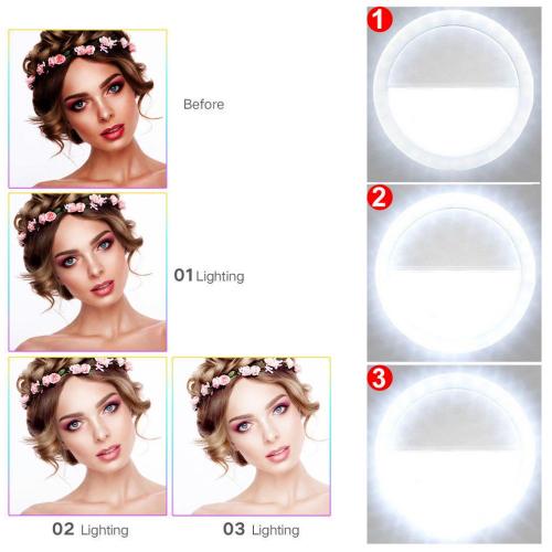 Selfie LED Ring Light Clip-On - 3 Lighting Modes for Smartphones, Tablets, and Computers