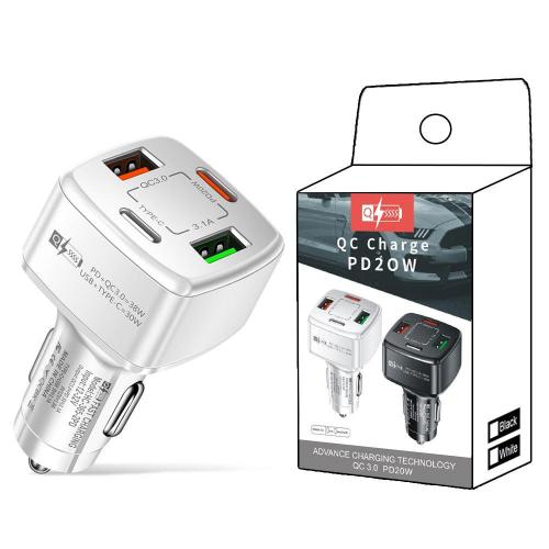 PBG 4-Port Car Charger - Dual USB and PD Ports for Fast Charging