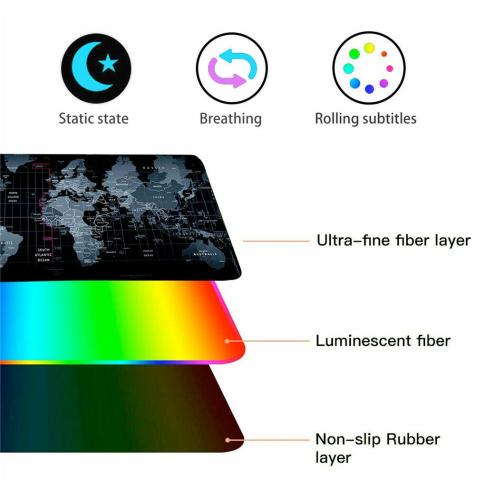 RGB World Map Gaming Mouse Pad