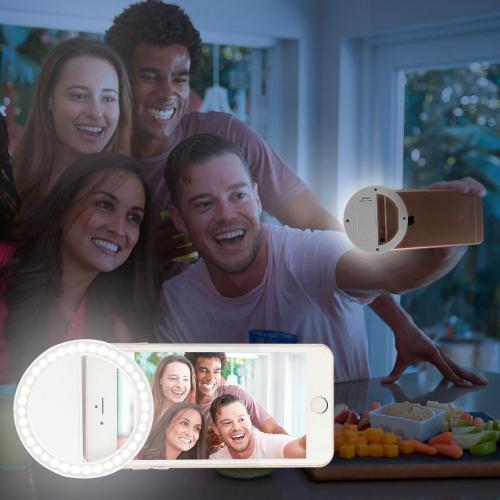 Selfie LED Ring Light Clip-On - 3 Lighting Modes for Smartphones, Tablets, and Computers