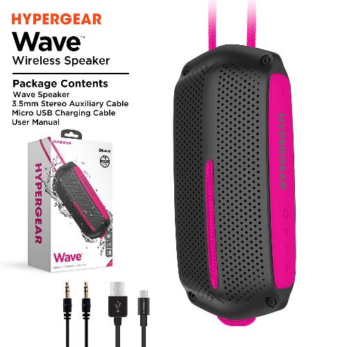 HyperGear Wave IPX4 Waterproof Bluetooth Speaker with Extended Battery Life and HD Stereo Sound