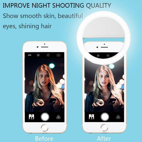 Selfie LED Ring Light Clip-On - 3 Lighting Modes for Smartphones, Tablets, and Computers