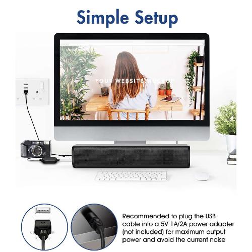 Portable Bluetooth Soundbar Speaker for Desktop PC - High-Quality Audio