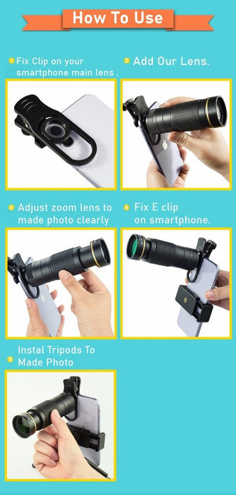 Dragon 36X Mobile Phone Lens Kit with Adjustable Tripod - High-Magnification Camera Lens for Smartphones