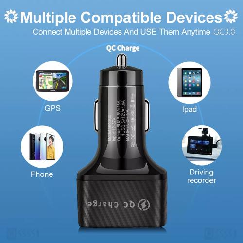 PBG 6-Port LED Car Charger Bundle with 4-in-1 Charging Cable - Fast and Efficient Multi-Device Charging Solution