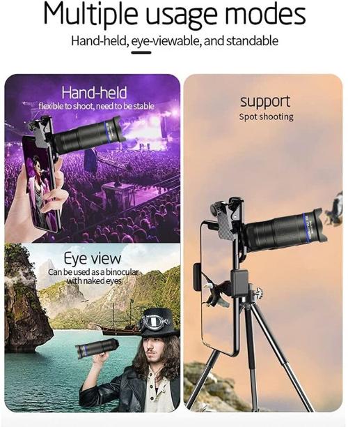 Dragon 36X Mobile Phone Lens Kit with Adjustable Tripod - High-Magnification Camera Lens for Smartphones