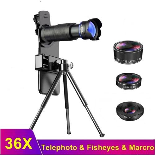 Dragon 36X Mobile Phone Lens Kit with Adjustable Tripod - High-Magnification Camera Lens for Smartphones