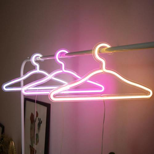 Fashionable 16-Inch Large LED Neon Coat Hanger – USB-Powered Neon Night Light with Transparent Acrylic Back Panel for Home, Party, Bar, and Gift