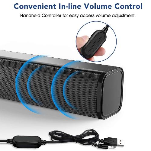 Portable Bluetooth Soundbar Speaker for Desktop PC - High-Quality Audio