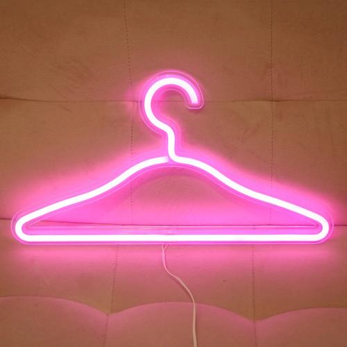 Fashionable 16-Inch Large LED Neon Coat Hanger – USB-Powered Neon Night Light with Transparent Acrylic Back Panel for Home, Party, Bar, and Gift