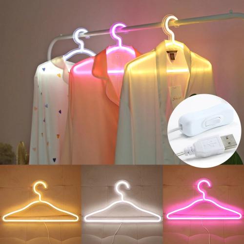 Fashionable 16-Inch Large LED Neon Coat Hanger – USB-Powered Neon Night Light with Transparent Acrylic Back Panel for Home, Party, Bar, and Gift