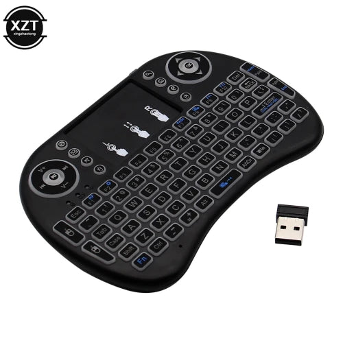 Backlit I8 Mini Wireless Keyboard with Touchpad – English & Russian, 2.4GHz Air Mouse for Laptop, TV Box, and Remote Control