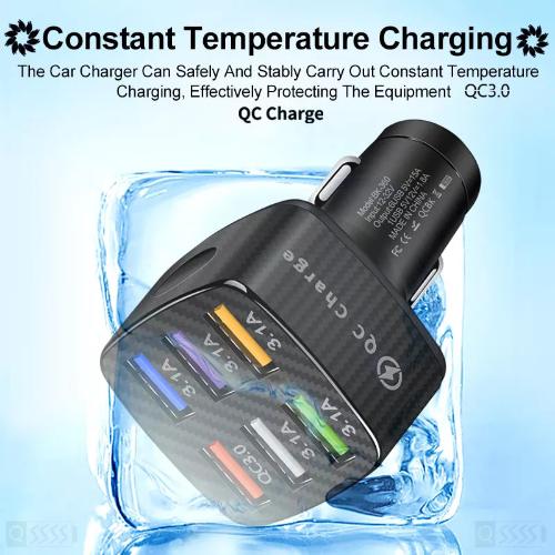 PBG 6-Port LED Car Charger Bundle with 4-in-1 Charging Cable - Fast and Efficient Multi-Device Charging Solution