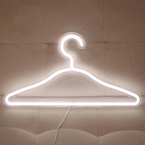 Fashionable 16-Inch Large LED Neon Coat Hanger – USB-Powered Neon Night Light with Transparent Acrylic Back Panel for Home, Party, Bar, and Gift