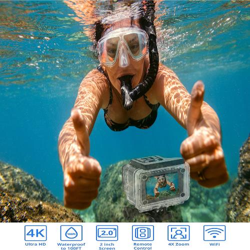 Ultra HD 4K Action Camera - Waterproof, Shockproof, and Dustproof with WiFi and 16MP Wide-Angle Lens