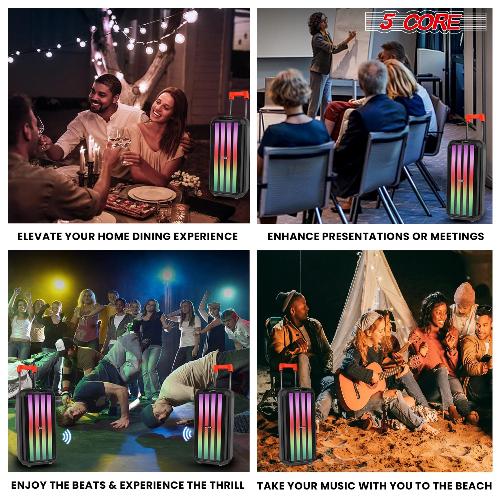 1800W Bluetooth Party Speaker with Dual 8-Inch Woofers, Wireless Microphones, and RGB Disco Lights | Portable PA System for Karaoke, Events, and Outdoor Parties