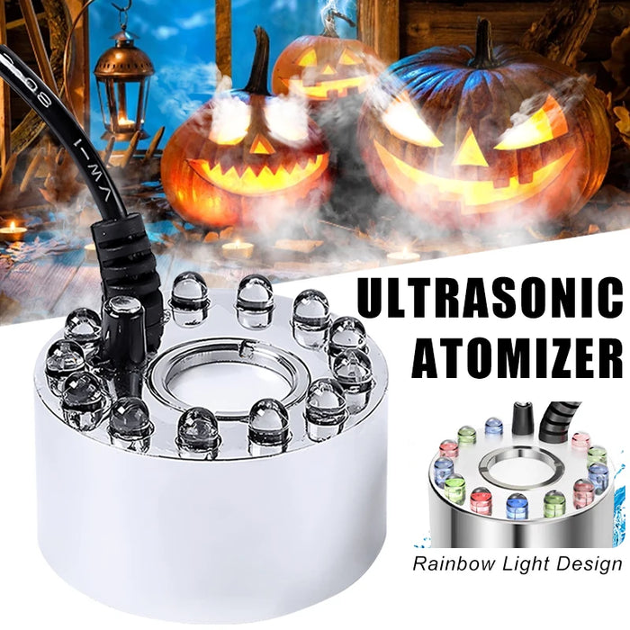 Color-Changing Ultrasonic Mist Maker with 12 LED Lights for Holiday and Party Decorations