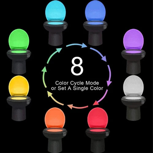 8-Color LED Toilet Night Light with Motion Sensor and Automatic Color-Changing Mode