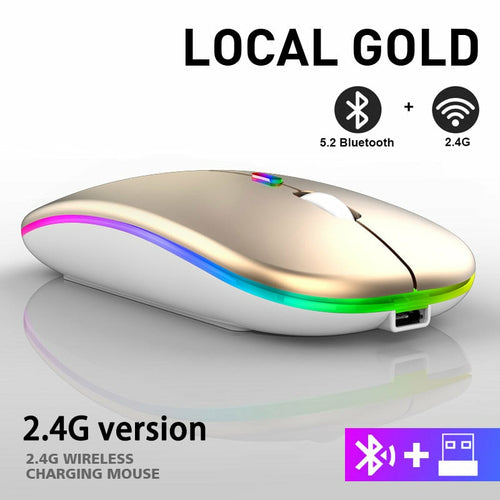 RGB Rechargeable Wireless Bluetooth Mouse – Adjustable DPI with LED Backlight and Fast Bluetooth 5.2 Connectivity