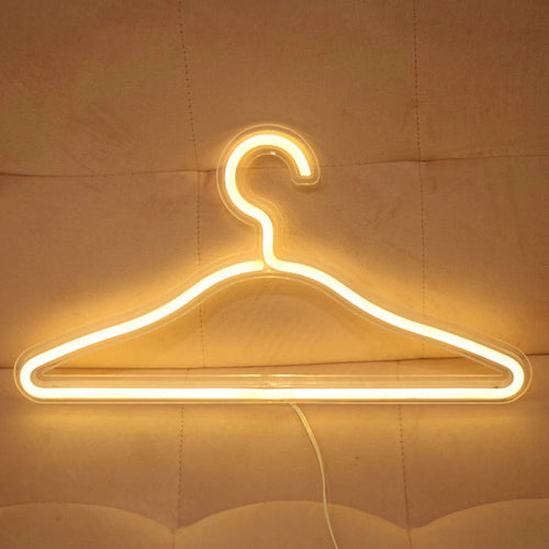 Fashionable 16-Inch Large LED Neon Coat Hanger – USB-Powered Neon Night Light with Transparent Acrylic Back Panel for Home, Party, Bar, and Gift