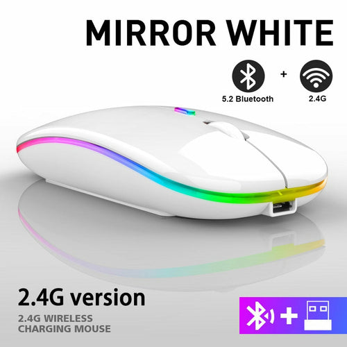 RGB Rechargeable Wireless Bluetooth Mouse – Adjustable DPI with LED Backlight and Fast Bluetooth 5.2 Connectivity