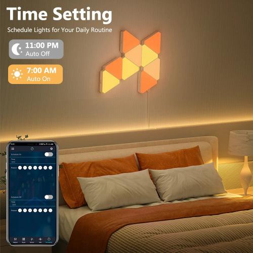 Smart LED Triangle Lights – RGBIC Color-Changing Wall Sconces with Music Sync, Bluetooth App & Remote Control for Gaming and Home Decor