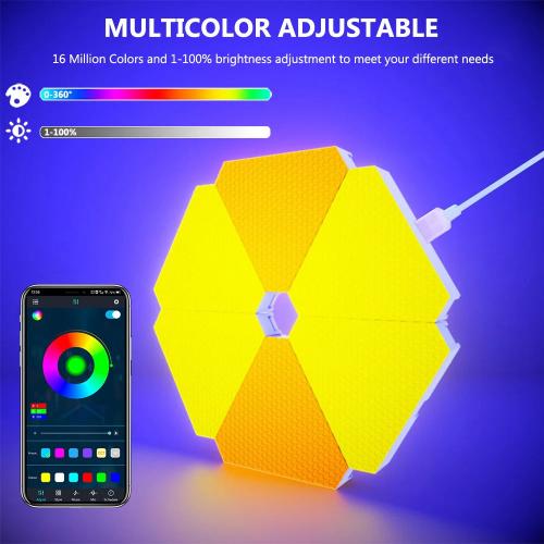 Smart LED Triangle Lights – RGBIC Color-Changing Wall Sconces with Music Sync, Bluetooth App & Remote Control for Gaming and Home Decor