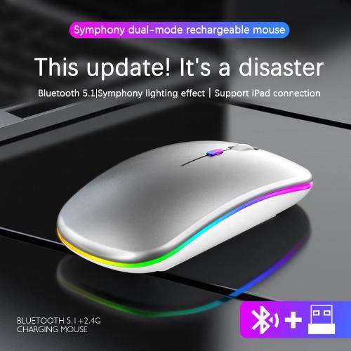 RGB Rechargeable Wireless Bluetooth Mouse – Adjustable DPI with LED Backlight and Fast Bluetooth 5.2 Connectivity