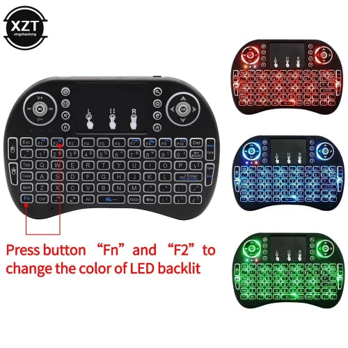 2.4G Mini Wireless Keyboard with 3-Color Backlit (English/Russian/Arab/Spanish/Hebrew)