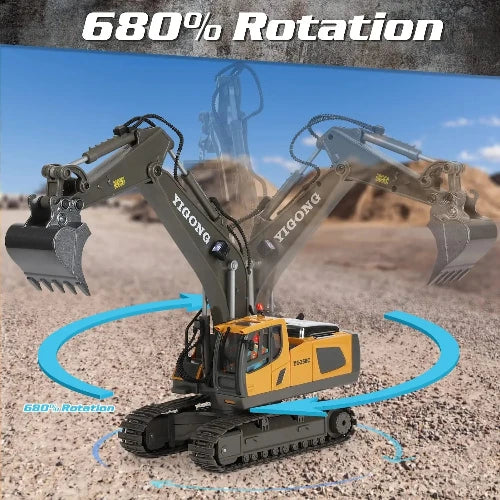 1:20 Scale Remote Control Excavator Toy – 11CH RC Construction Vehicle with 2.4G Handle, Lights, and Sound