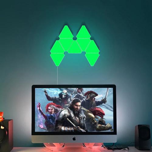 Smart LED Triangle Lights – RGBIC Color-Changing Wall Sconces with Music Sync, Bluetooth App & Remote Control for Gaming and Home Decor