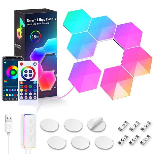 Smart Hexagon Light Panels with App and Remote Control - Music Sync RGB Gaming LED Panels