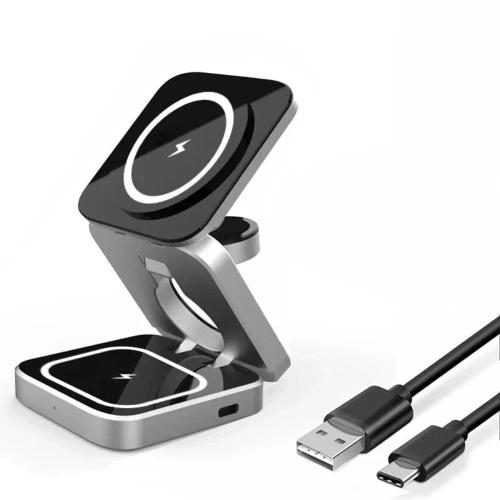 Foldable 3-in-1 Wireless Phone Charger & Stand