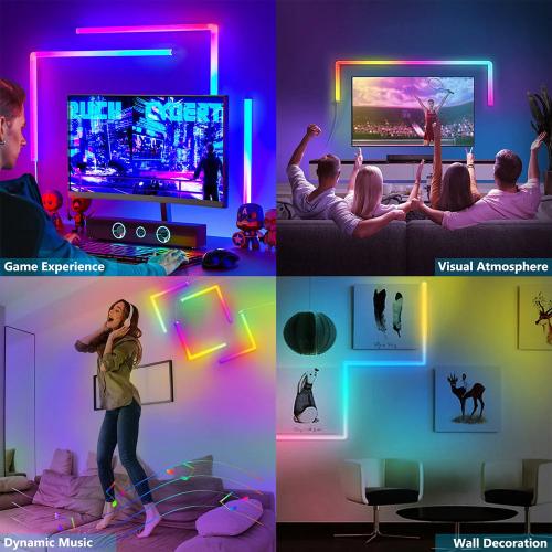 Smart LED RGBIC Wall Lights with Music Sync | 7-Piece Customizable Wall Sconces | Bluetooth App & Remote Control | Perfect for Home Decor & Gaming Rooms