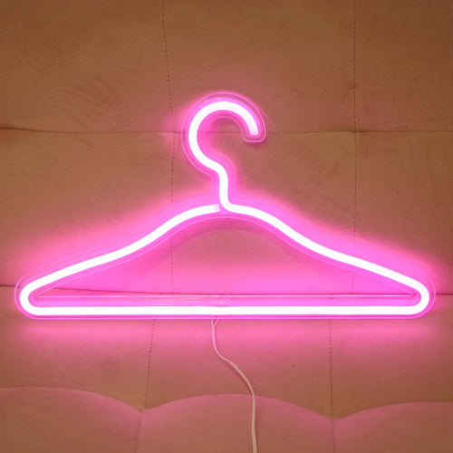 Fashionable 16-Inch Large LED Neon Coat Hanger – USB-Powered Neon Night Light with Transparent Acrylic Back Panel for Home, Party, Bar, and Gift