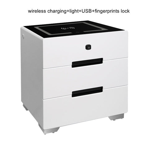 Smart Bedside Table with Wireless USB Charging - Multi-Functional Infrared Sensitive LED Light and Bluetooth Speaker Night Stand