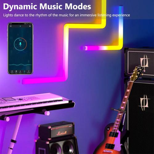 Smart LED RGBIC Wall Lights with Music Sync | 7-Piece Customizable Wall Sconces | Bluetooth App & Remote Control | Perfect for Home Decor & Gaming Rooms