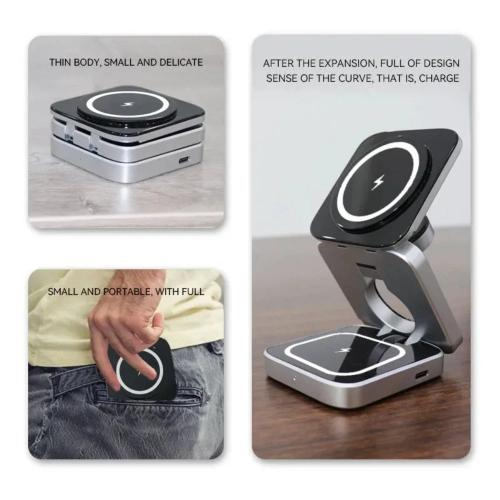 Foldable 3-in-1 Wireless Phone Charger & Stand