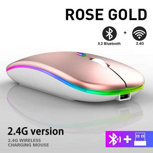 RGB Rechargeable Wireless Bluetooth Mouse – Adjustable DPI with LED Backlight and Fast Bluetooth 5.2 Connectivity