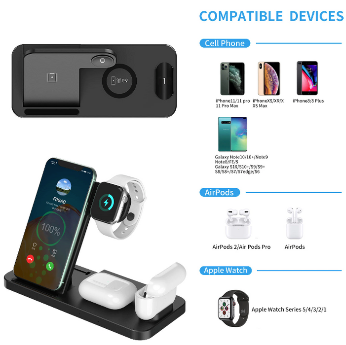 Wireless Charging Station for iPhone and Samsung - Fast Qi Charger with Multi-Device Support