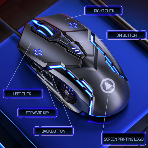 Dragon High-Precision 6-Button Gaming Mouse with 3200 DPI Adjustable Sensitivity