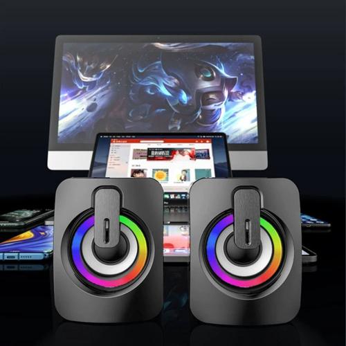 Mini RGB Computer Speaker with Stereo Sound and Customizable Lighting