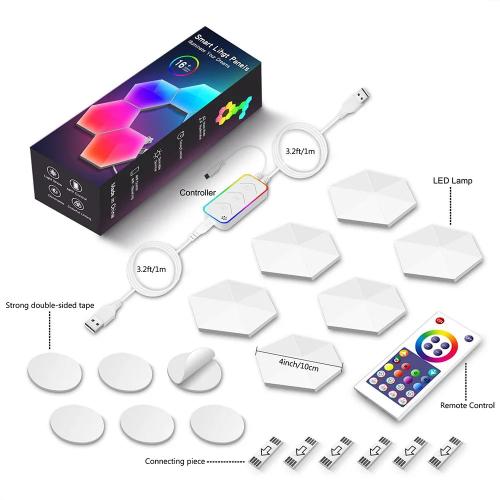 Smart Hexagon Light Panels with App and Remote Control - Music Sync RGB Gaming LED Panels