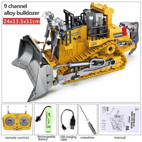 1:20 Scale Remote Control Excavator Toy – 11CH RC Construction Vehicle with 2.4G Handle, Lights, and Sound