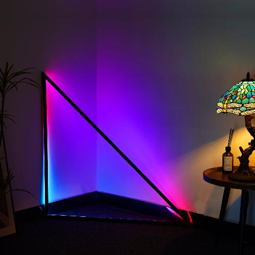 Triangle Floor Lamp - Modern LED with 8 Colors, Music Sync, and Dynamic Light Modes